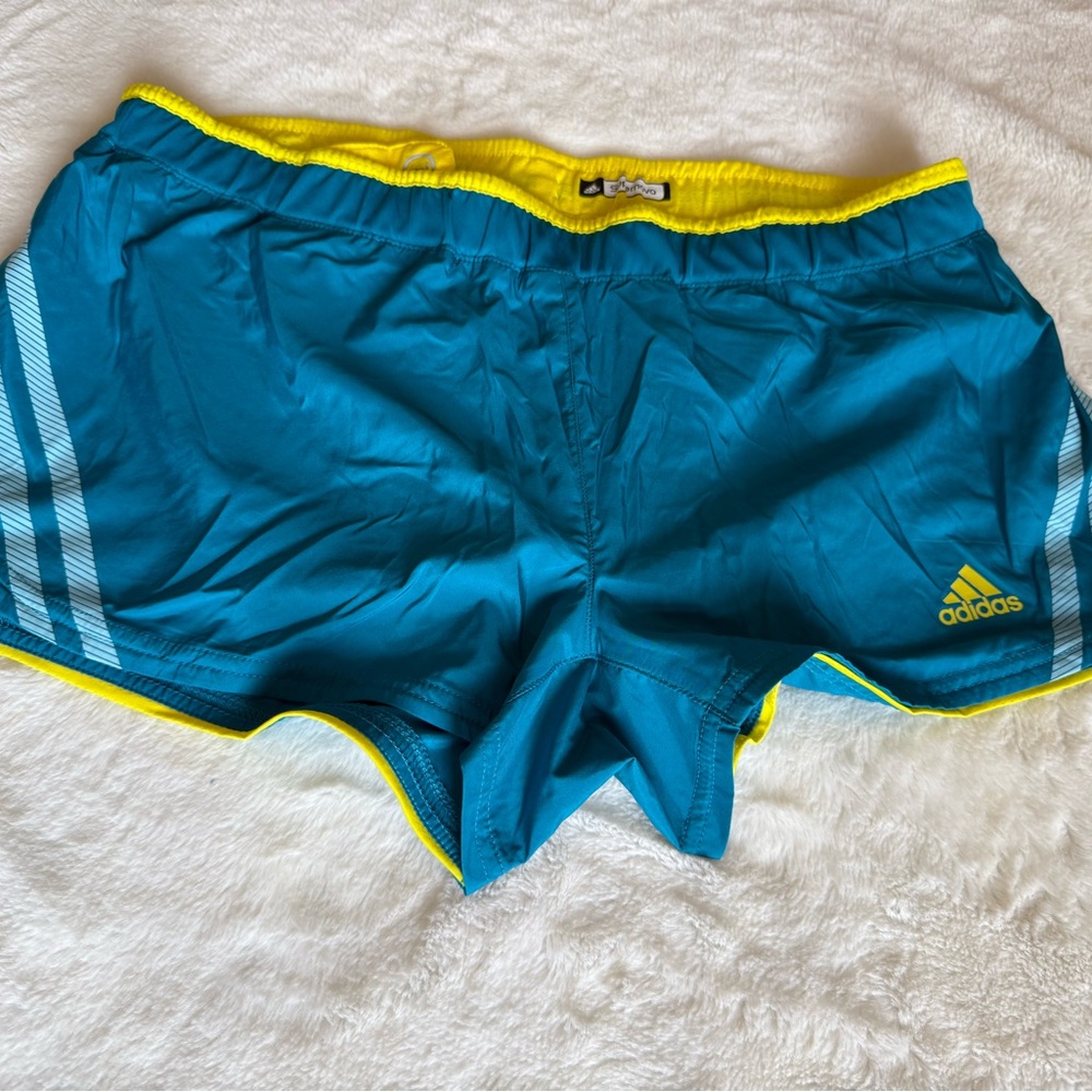 Adidas Climacool Spenova Athletic Running Shorts Blue with Yellow accent